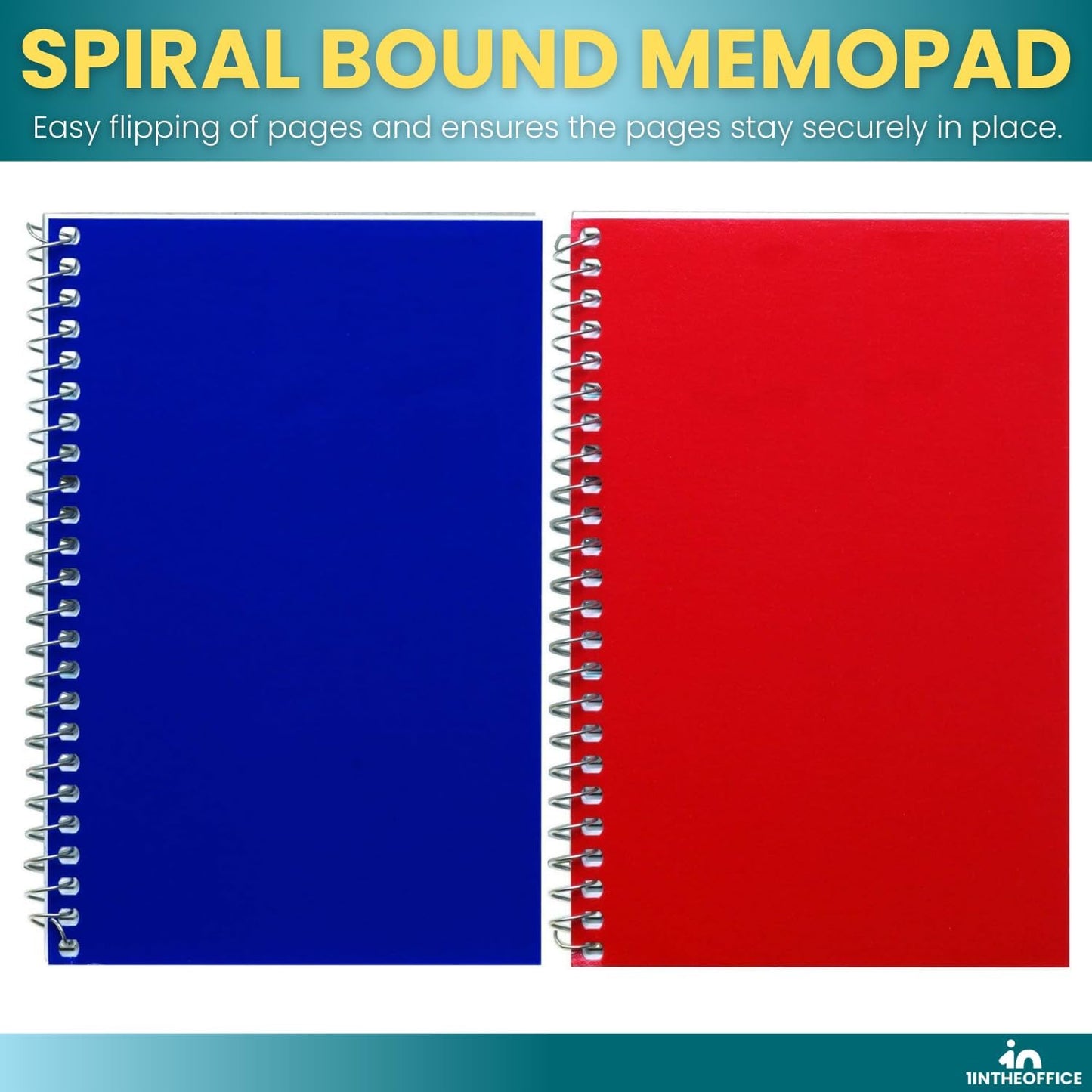 1InTheOffice Small Spiral Notebook 4x6, Spiral Memo Pads, College Ruled, Small Notepads 4X6 inches, Assorted Colors, 50Sheets/Pad, 15 Pack