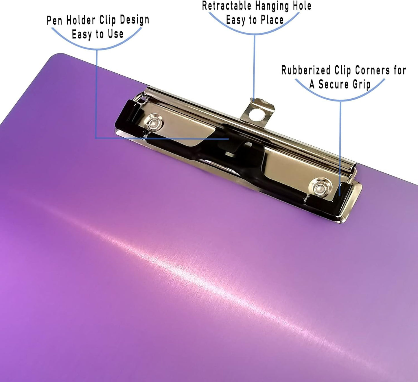 Aluminum Metal Clipboard Stainless Hangable Pen Holder Low-Profile Clip Board Size A4 9" x 12.6" with Sticky Note for School Office Business Medical Professionals Workshop Factory (Pink, Aluminum-A4)