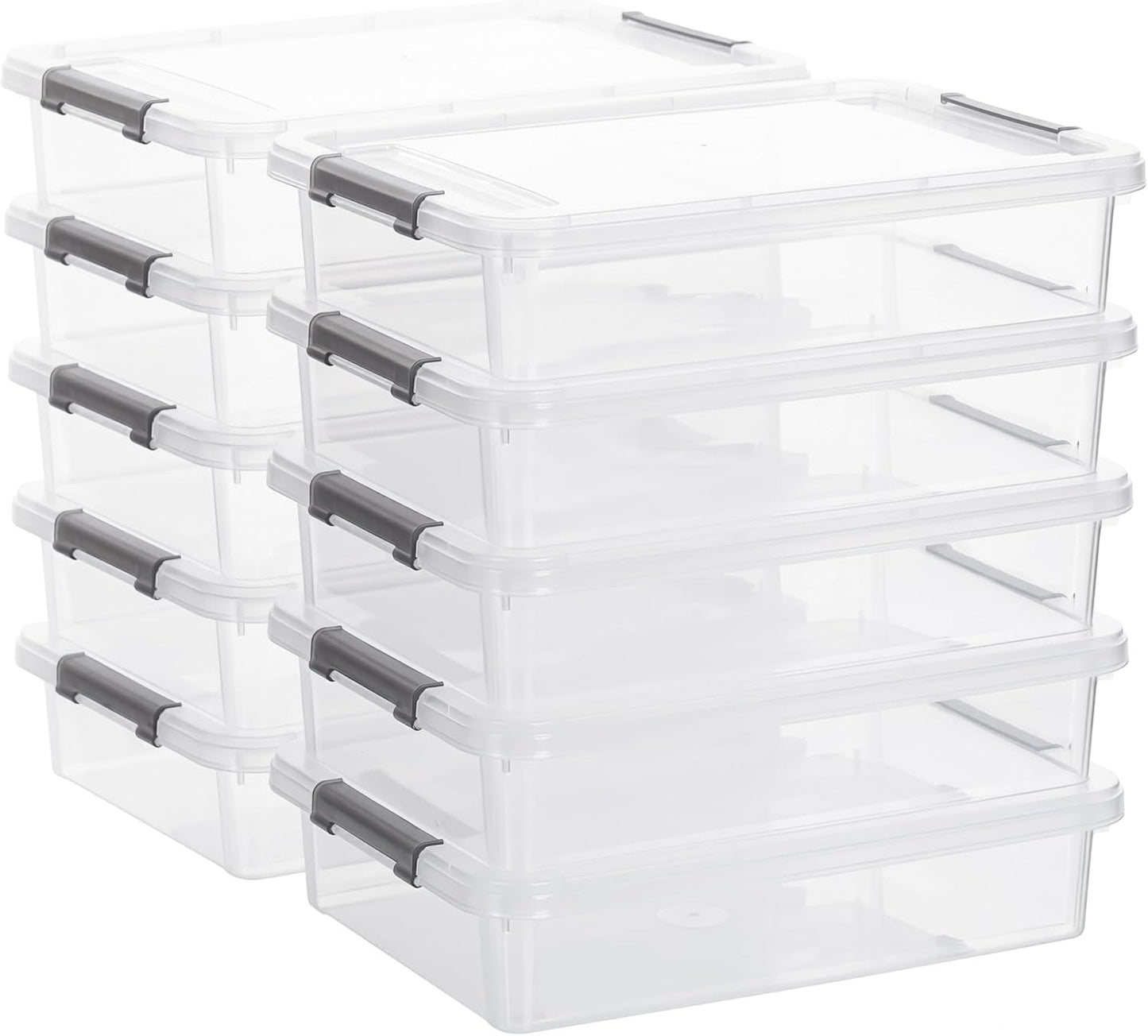 Citylife 3 PCS Plastic Storage Bins with Latching Lids Portable Project Case Clear File Box Stackable Storage Containers for Organizing A4 Paper, Photo, Document, Scrapbook