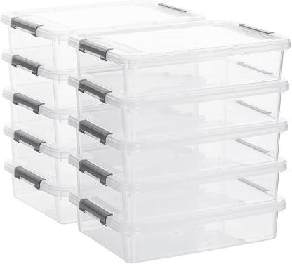 Citylife 3 PCS Plastic Storage Bins with Latching Lids Portable Project Case Clear File Box Stackable Storage Containers for Organizing A4 Paper, Photo, Document, Scrapbook