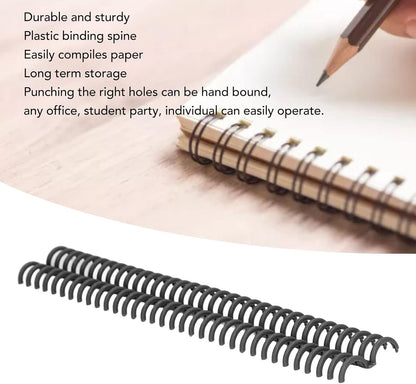 10 Pcs 15mm/0.59 in Binding Coils 32 Loop Spine for Books, Plastic Binding Rings for Manual Binding Machine, Wire Coils for Report Covers, Documents, Presentations, DIY Projects(Black)