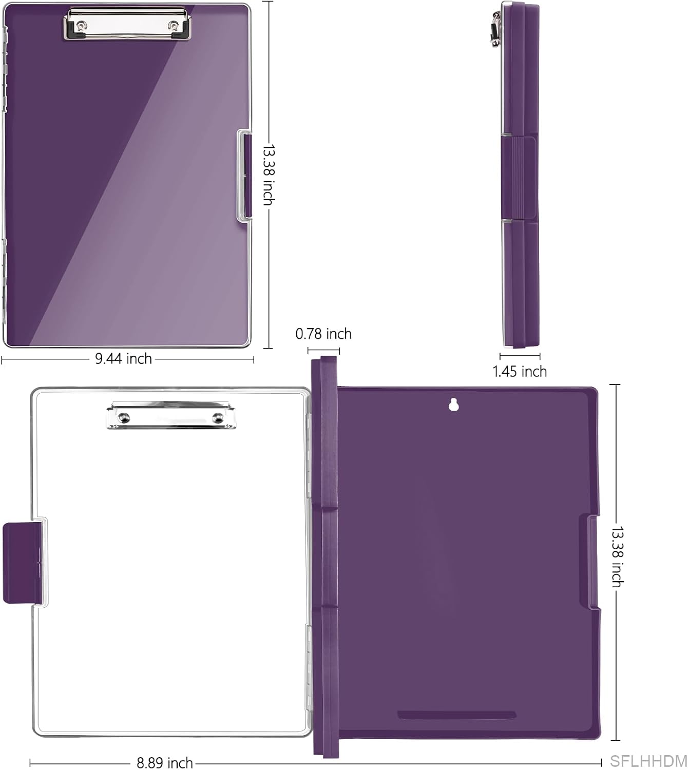 SFLHHDM Clipboard with Storage,Heavy Duty Clip Boards 8.5x11 with 2 Storage Case,Clear Visible Panel Storage Clipboards,Side Opening Nursing Clipboard Folder for Office Supplies-Light Purple