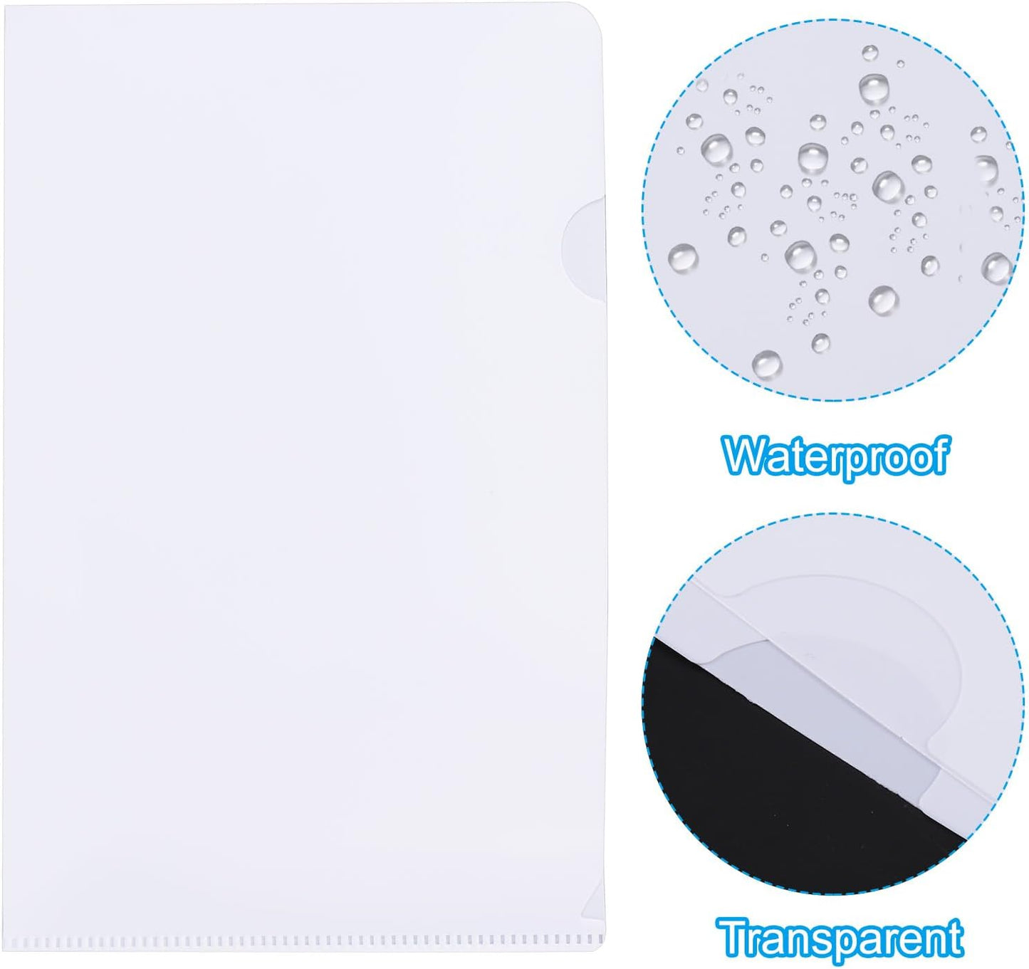 PATIKIL L Type Folders 50 Pack A4 Plastic File Project Pockets Clear Paper Document Jacket Sleeves for Office, Orange