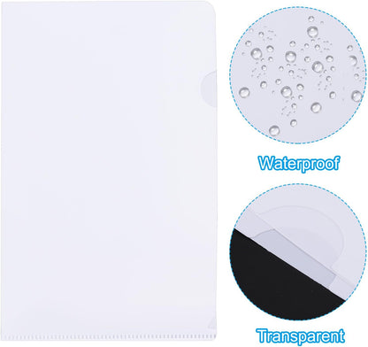 PATIKIL L Type Folders 50 Pack A4 Plastic File Project Pockets Clear Paper Document Jacket Sleeves for Office, Orange