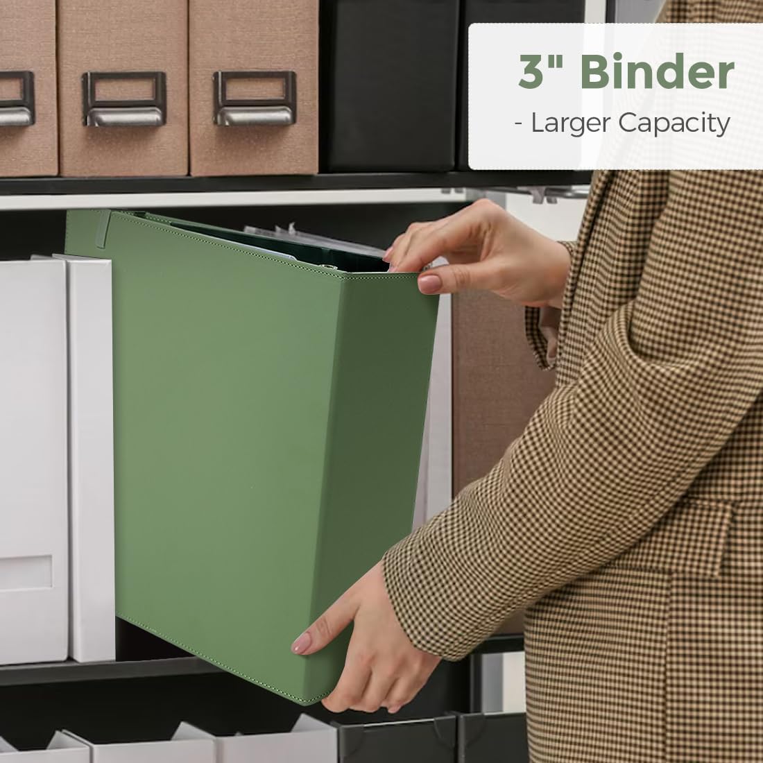 SKYDUE 3 Ring Binder with Clipboard,1 Inch Binder, 13.2" × 10.2" PU Clipboard Binder with Notepad & 5 Dividers with 5 Pockets, Labels, Clipboard Folder Great for School Office(Fit Letter Sized Paper)