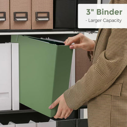 SKYDUE 3 Ring Binder with Clipboard,1 Inch Binder, 13.2" × 10.2" PU Clipboard Binder with Notepad & 5 Dividers with 5 Pockets, Labels, Clipboard Folder Great for School Office(Fit Letter Sized Paper)