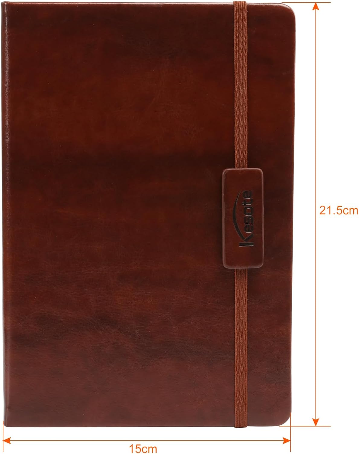 Kesote A5 Classic Ruled Leather Hardcover Writing Notebook 5.7'' x 8.5'' Lined Journal Diary with Elastic Closure and Expandable Paper Pocket (200 Pages)