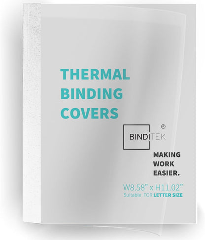 Binditek 20 Pack Thermal Binding Presentation Covers, 1/16 Inch Spine Holds 15 Sheets, Ultra Clear Front Cover, Black Paper Back Cover, Letter Size, for Students and Coworkers
