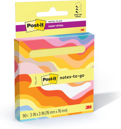 Post-it Super Sticky Pop-up Notes, 3 in x 3 in (76 mm x 76 mm), Citron Yellow, 1 Pad with 90 Sheets in Portable Pop-up Dispenser for Reminders, Calendars, to-Do Lists at Home, School, Office
