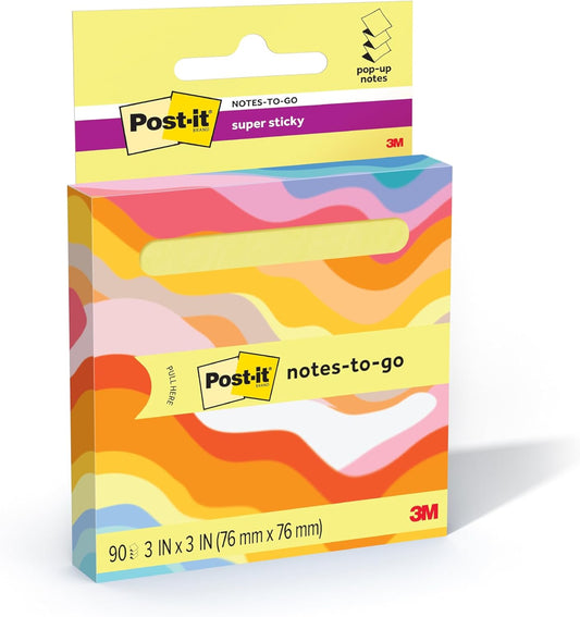 Post-it Super Sticky Pop-up Notes, 3 in x 3 in (76 mm x 76 mm), Citron Yellow, 1 Pad with 90 Sheets in Portable Pop-up Dispenser for Reminders, Calendars, to-Do Lists at Home, School, Office
