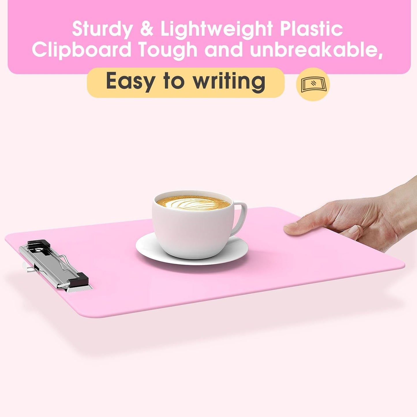 Plastic Clipboards 2 Pack, A4 Black Clip Board 8.5x11 for Classroom, Students, Kid, Woman, Size 9" x 12.5" with Low Profile Clip, Office & School Supply