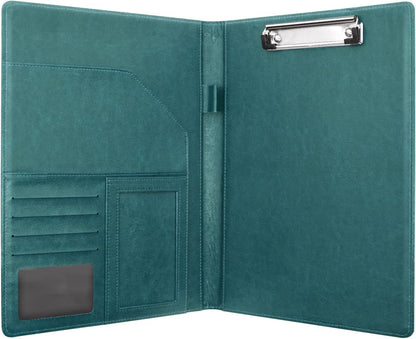 WAVEYU Resume Portfolio Folder, Padfolio Clipboard, Writing Portfolio Leather Clipboard with Cover for Legal Pad Holder Letter Size A4 for Business Conference Notepad Clip Boards, Purple