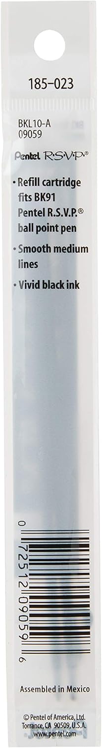 Pentel Refill Ink for BK90 R.S.V.P. Ballpoint Pen, Fine Line, Blue Ink, 2-Pack (BKL7-C)