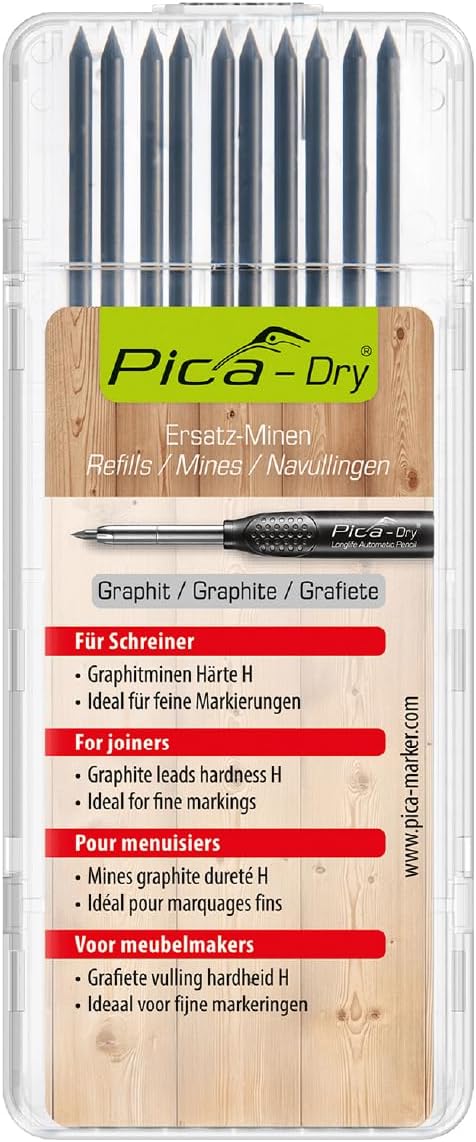 Pica Dry – Pack of 10 Graphite H Leads (with Blister Pack)