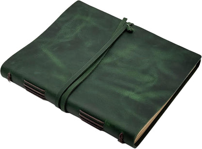 Leather Journal Writing Notebook - Genuine Leather Bound Daily Notepad for Men & Women Lined Paper 240 Kraft Pages, Handmade, Rustic Brown, 5 x 7 in