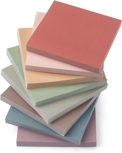 Osboo Sticky Notes 3x3 Self-Stick Notes Pads with 8 Morandi Colors, Easy to Post for Office, School, Home, 8 Pads/Pack, 80 Sheets/Pad