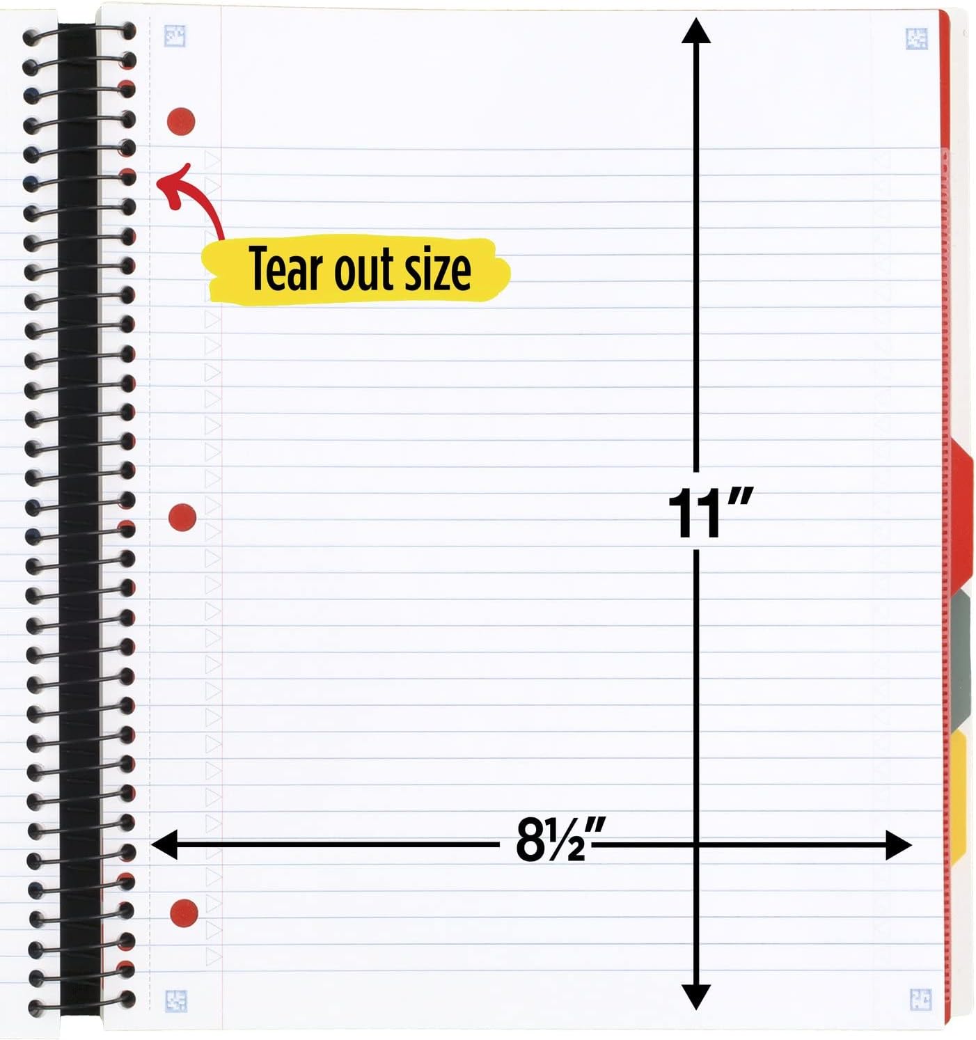 Five Star Advance Spiral Notebook + Study App, 5 Subject, College Ruled Paper, 8-1/2" x 11", 200 Sheets, Spiral Guard, Movable Tabbed Dividers, Black (73144)