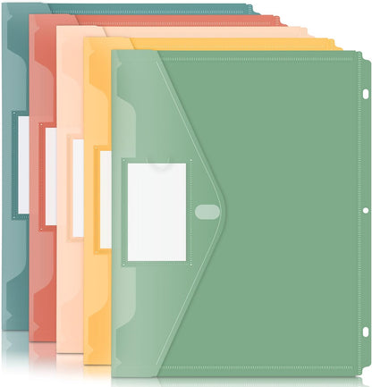Forvencer Binder Pocket, 10 Pack Super Heavyweight Plastic Folders with Tight Closure, Binder Folders Side Loading, 3 Ring Binder Pocket, Binder Dividers with Pockets, Letter Size, Pastels Series