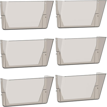 Gawerk Clear Acrylic Single Pocket, Plastic Hanging Wall Mount File Holder for Office Home (Clear, 3 Pack)