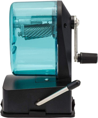 X-Acto 2012687-BLU Bulldog Vacuum Wall Mount Manual Pencil Sharpener, Blue, See-through Receptacle, Affix to Any Nonporous Surface, X-ACTO Hardened Helical Cutter
