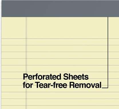 TRU RED Notepads, 8.5” x 11.75”, Wide Ruled, Canary, 50 Sheets/Pad, 12‑Pack