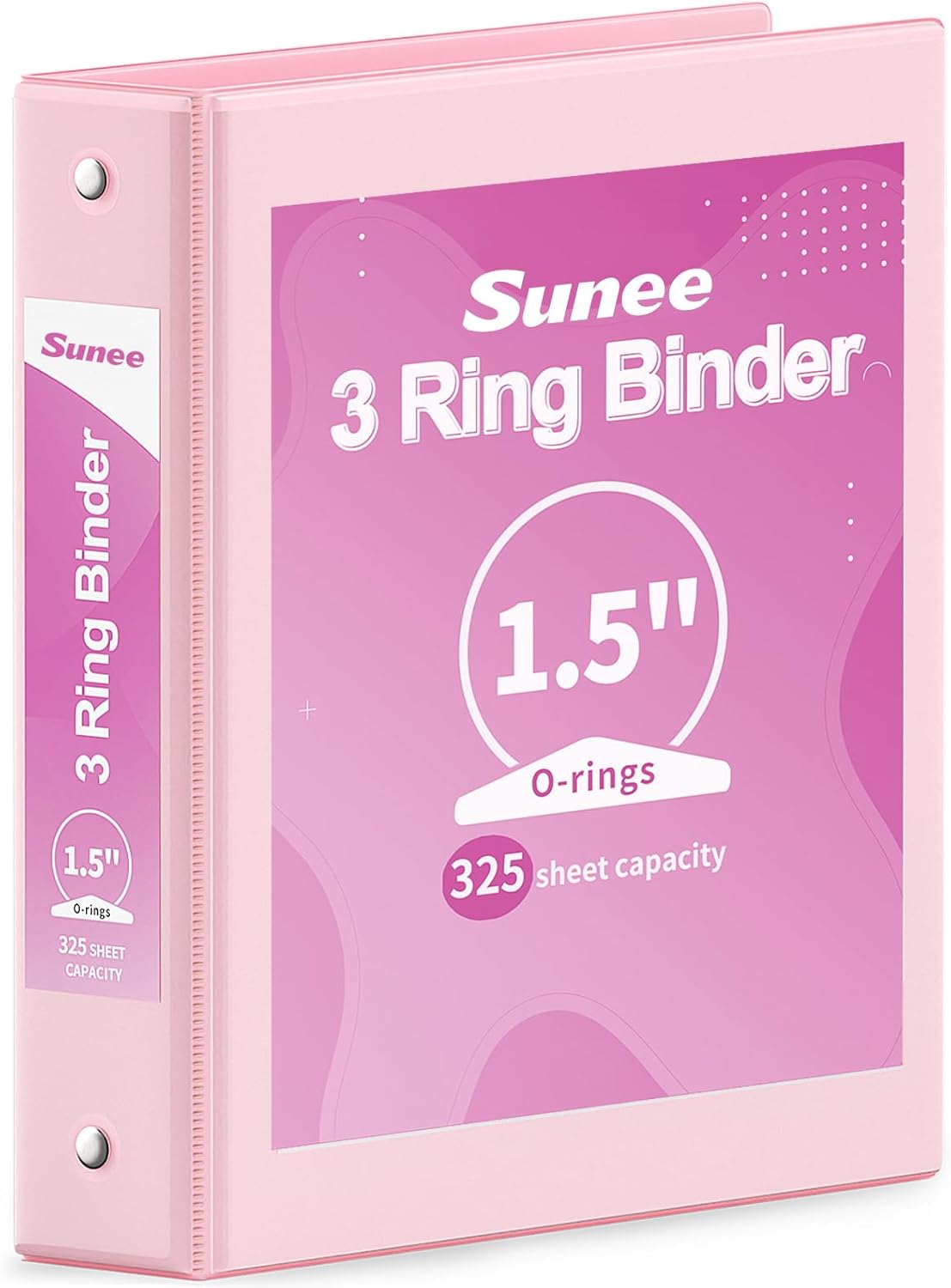 SUNEE 3 Ring Binder 3 Inch 1 Pack, Clear View Binder Three Ring PVC-Free (Fit 8.5x11 Inches) for School or Office Supplies, Pink