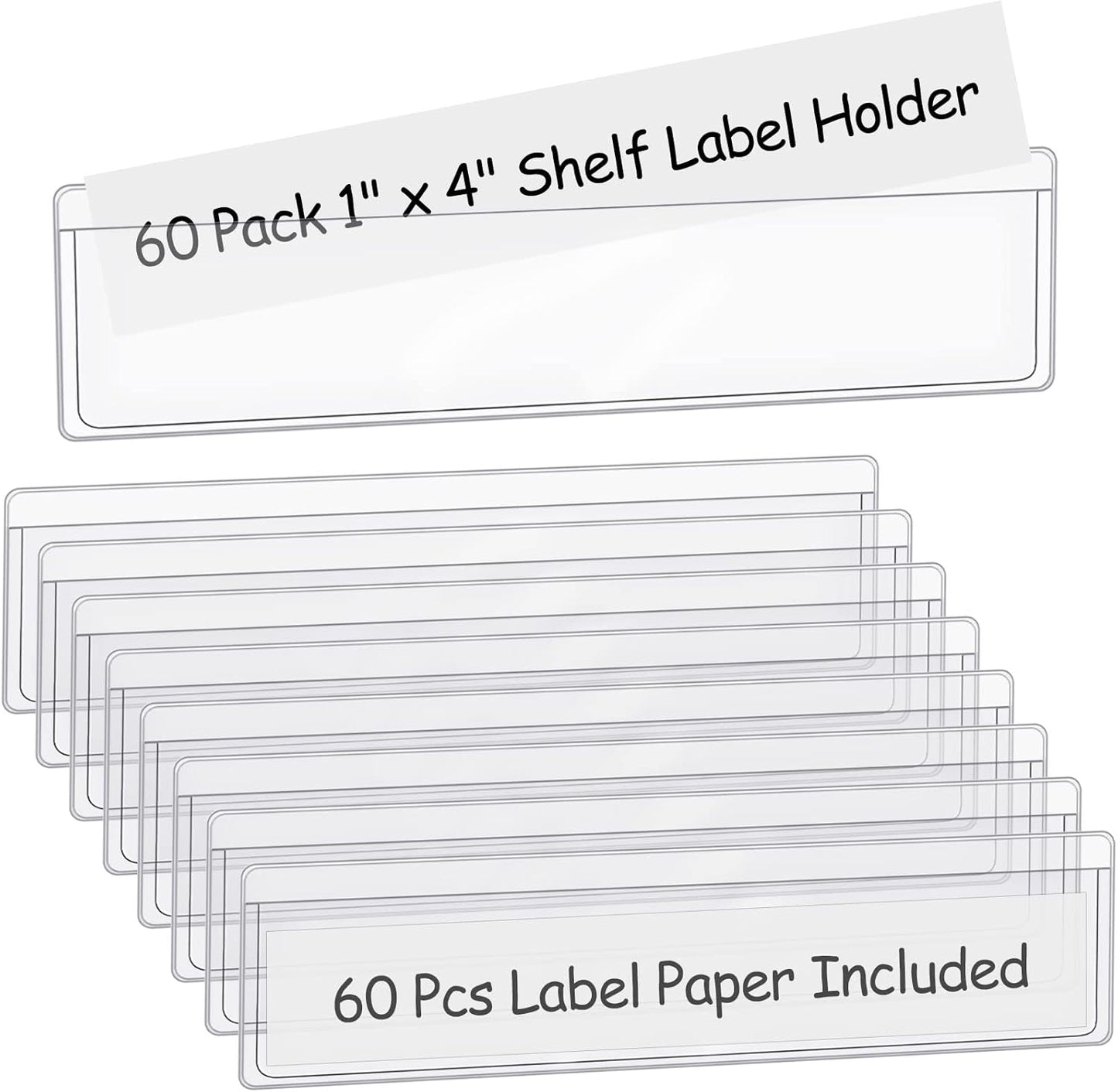 36 Pack 3" x 5" Index Card Holder Adhesive Plastic Label Holders Clear Tote Bag Labels Stickers for Organizing Storage Bins Library Card Shelves