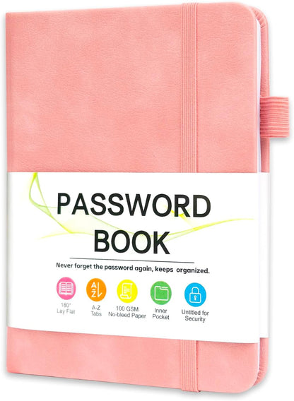 MOSA BEAR Password Keeper Book with Alphabetical Tabs，4.3"x5.7" Small Password Books for Seniors Password Notebook for Internet Website Address Log in Detail（Dark Blue）