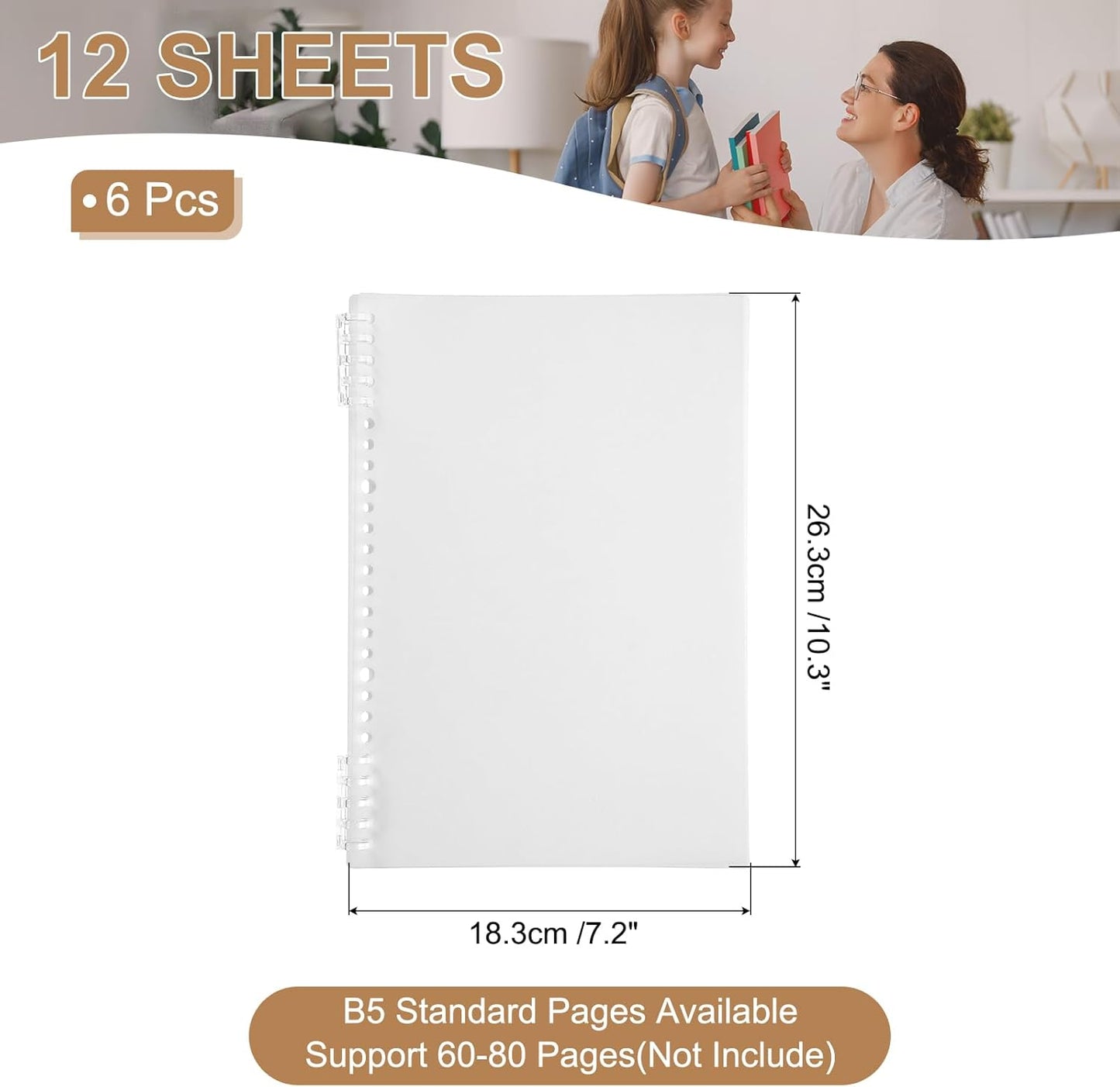 PATIKIL 12 Pack Binding Covers, A5(8.4x5.7 Inch) 22 Mil Plastic Notebook Covers Sheets with Binding Comb for Book Report Presentation, Light Blue