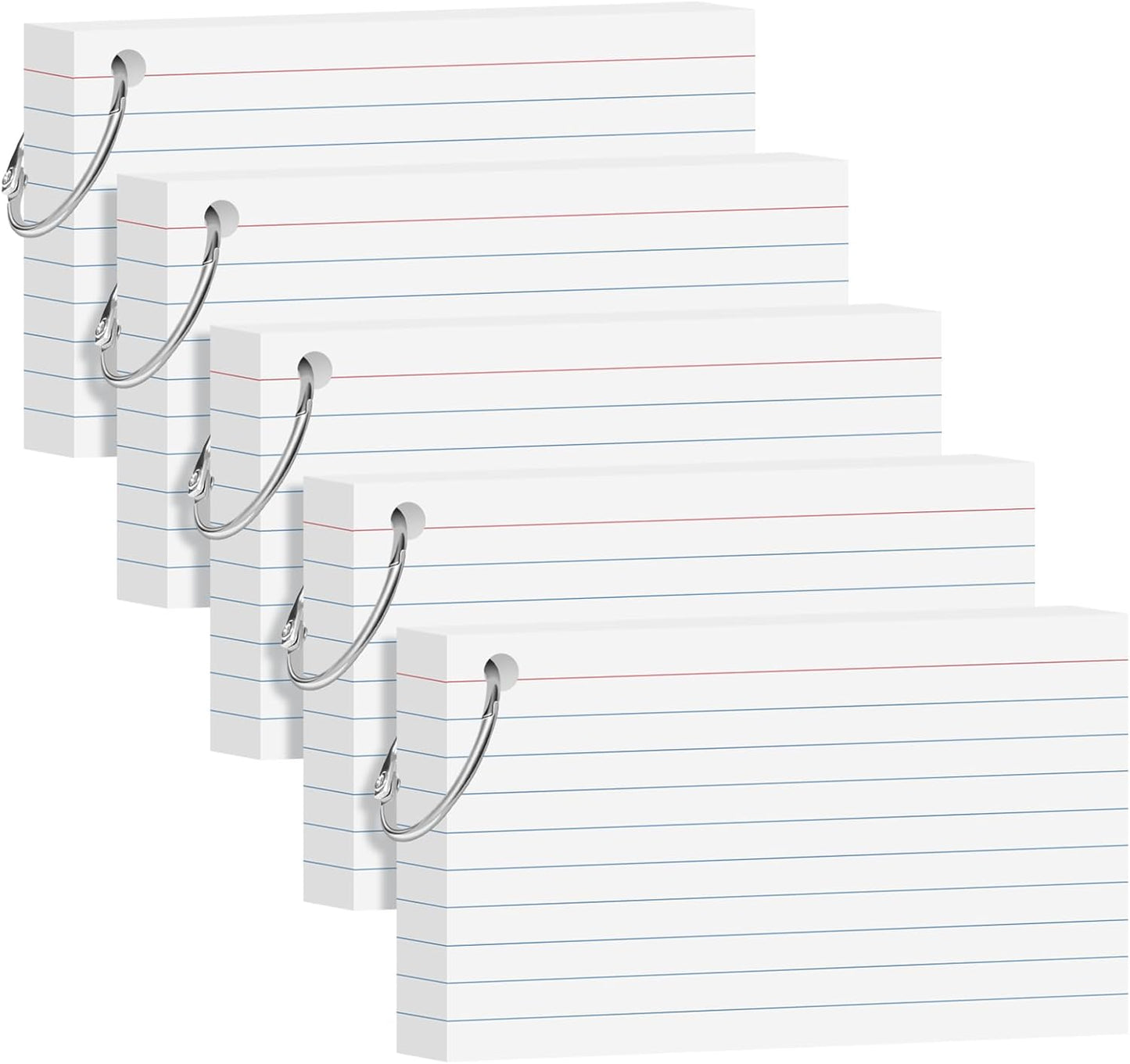 Colored Index Cards 3x5 Inch Heavyweight Flash Cards with Ring Lined Flashcards Note Cards for Studying School Supplies College, 200 Count