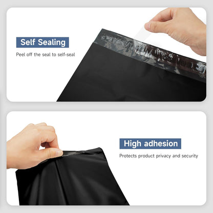 KKBESTPACK 100 Large Poly Mailers 10x13 Shipping Bags for Small Business – Self Sealing Package Envelopes (10 x 13 Pack of 100, Black)