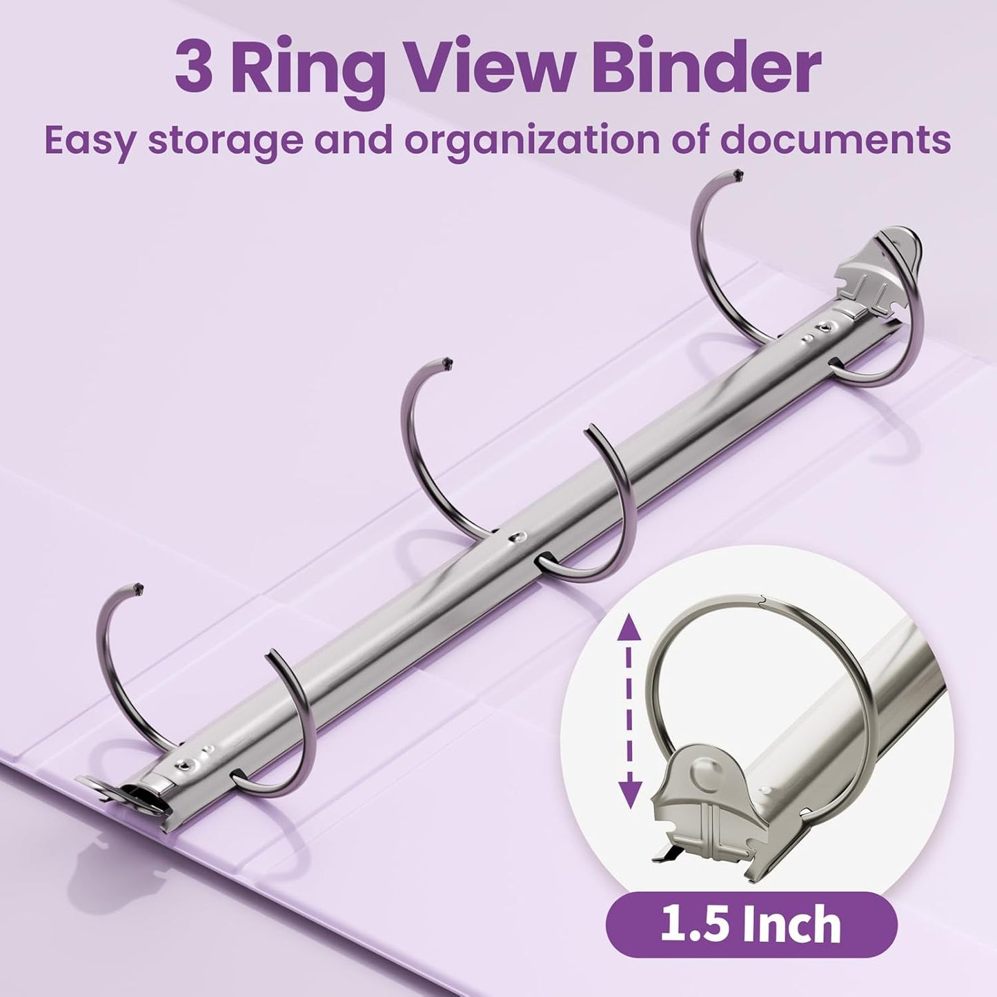 SUNEE 3 Ring Binder 3 Inch 2 Pack, Clear View Binder Three Ring PVC-Free (Fit 8.5x11 Inches) for School or Office Supplies, Pink
