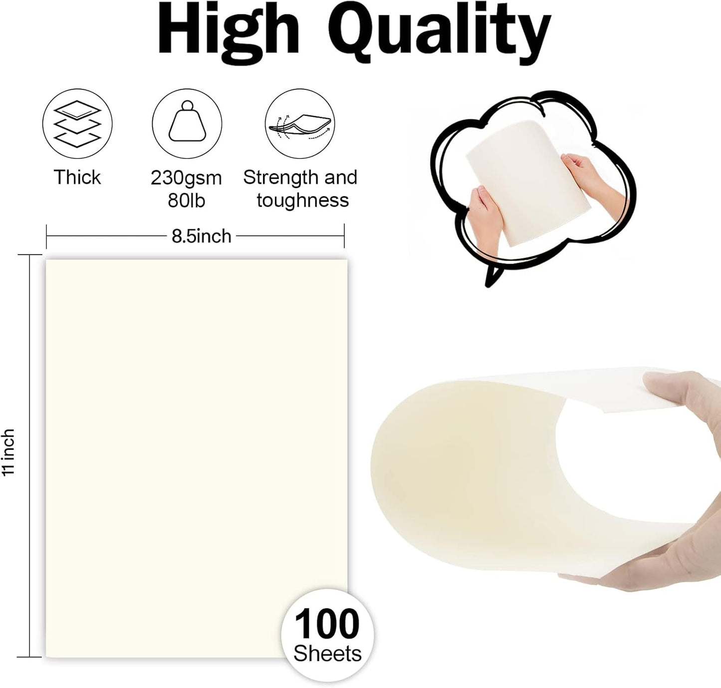 100 Sheets White Cardstock 8.5 x 11 Certificate Paper, Goefun White Card Stock Printer Paper for Invitations, Menus, Wedding, DIY Cards