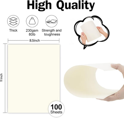 100 Sheets White Cardstock 8.5 x 11 Certificate Paper, Goefun White Card Stock Printer Paper for Invitations, Menus, Wedding, DIY Cards