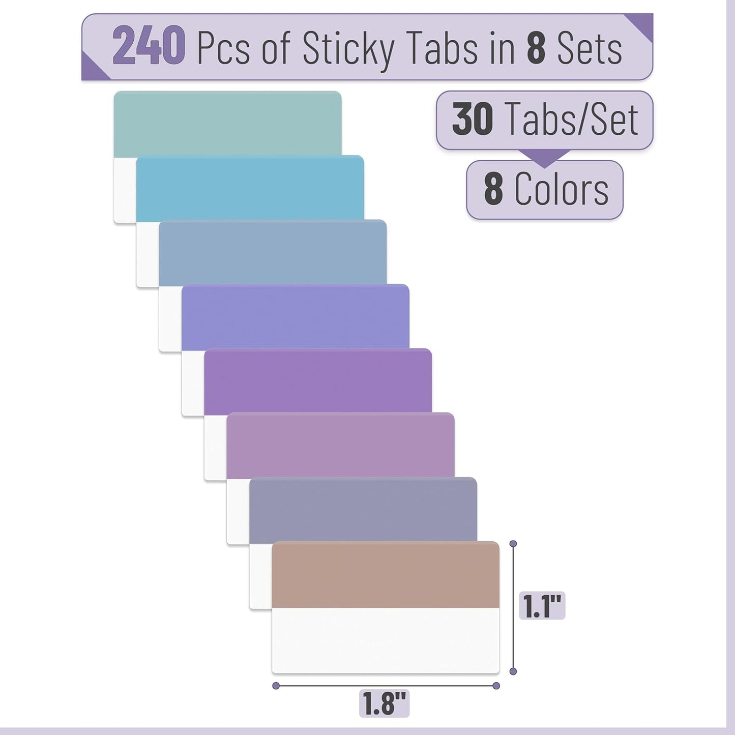 Mr. Pen- Sticky Index Tabs, 240 Pcs, Vibrant Sticky Tabs for Notebooks, Page Markers, Page Tabs for Binders, Page Tabs Sticky Tabs for Books, Notebook Tabs, Book Sticky Tabs for Notebooks
