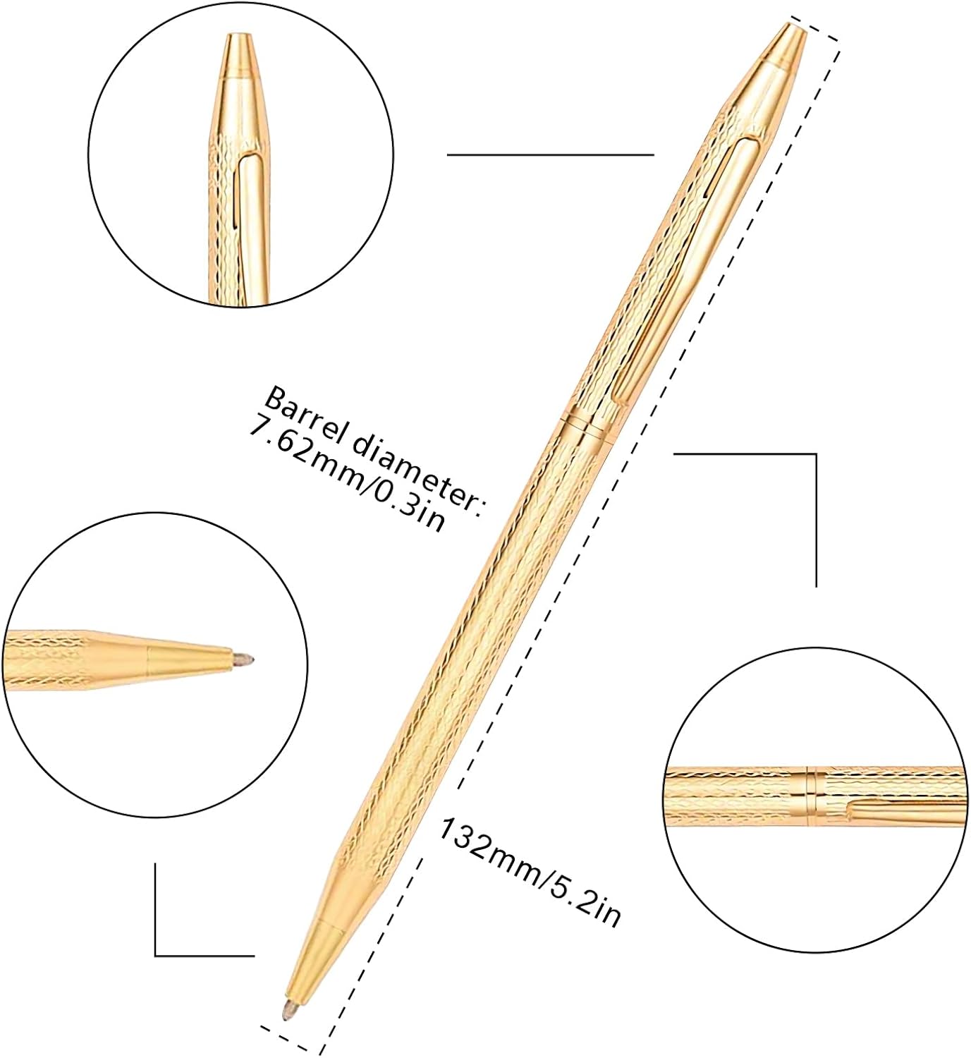 Cambond Slim Ballpoint Pens Bulk - Black Ink 1.0mm Medium Point Retractable Metal Pen for Police Uniform, Flight Attendant & Office, 10 Pack (Black Barrel)