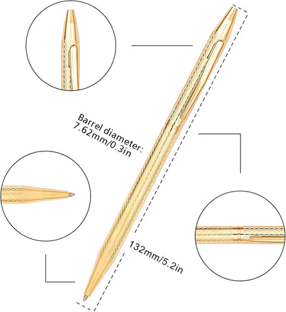 Cambond Slim Ballpoint Pens Bulk - Black Ink 1.0mm Medium Point Retractable Metal Pen for Police Uniform, Flight Attendant & Office, 10 Pack (Black Barrel)