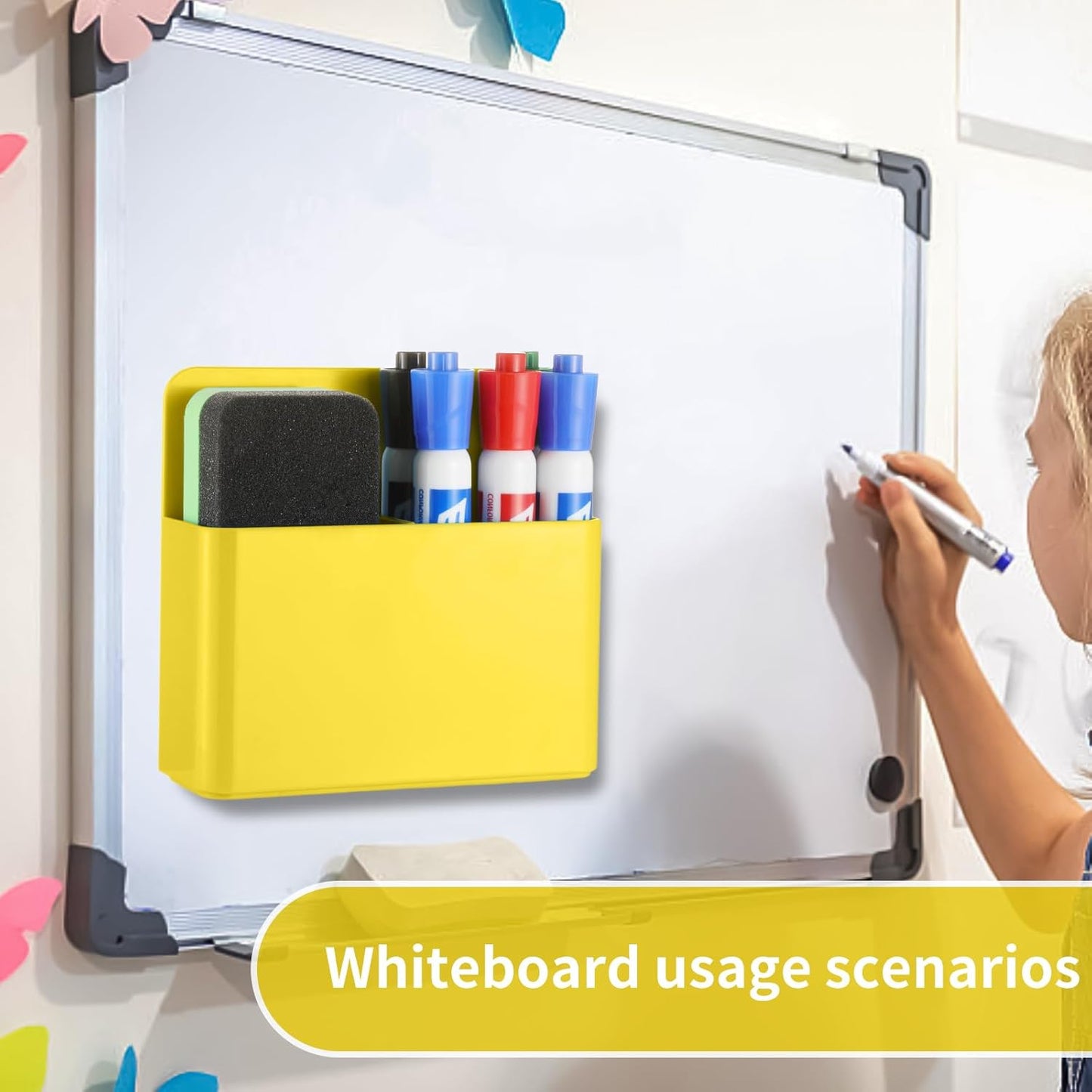 Camelmother 2Magnetic Marker Holder For Whiteboard Dry Erase Marker Holder For Office Refrigerator Fridge Classroom Must (black)