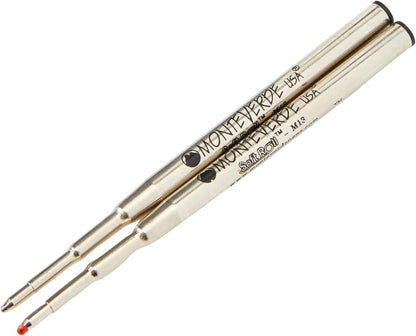 Monteverde USA Capless Ceramic Gel Refills to Fit Montblanc Ballpoint Pens, Fine Point Black Ink, Converts to Capless Rollerball, 2-Pack (M132BK)