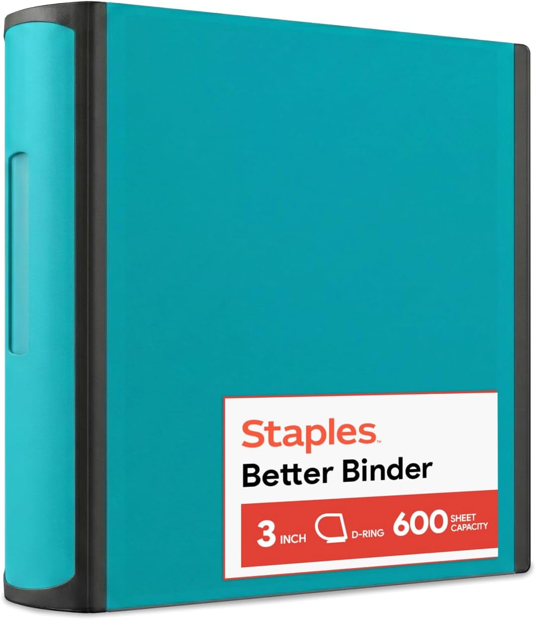 Staples Better Binder 2-Inch D-Ring View Binder, Reinforced Spine, Holds Up to 540 Sheets, Teal, for Office & School