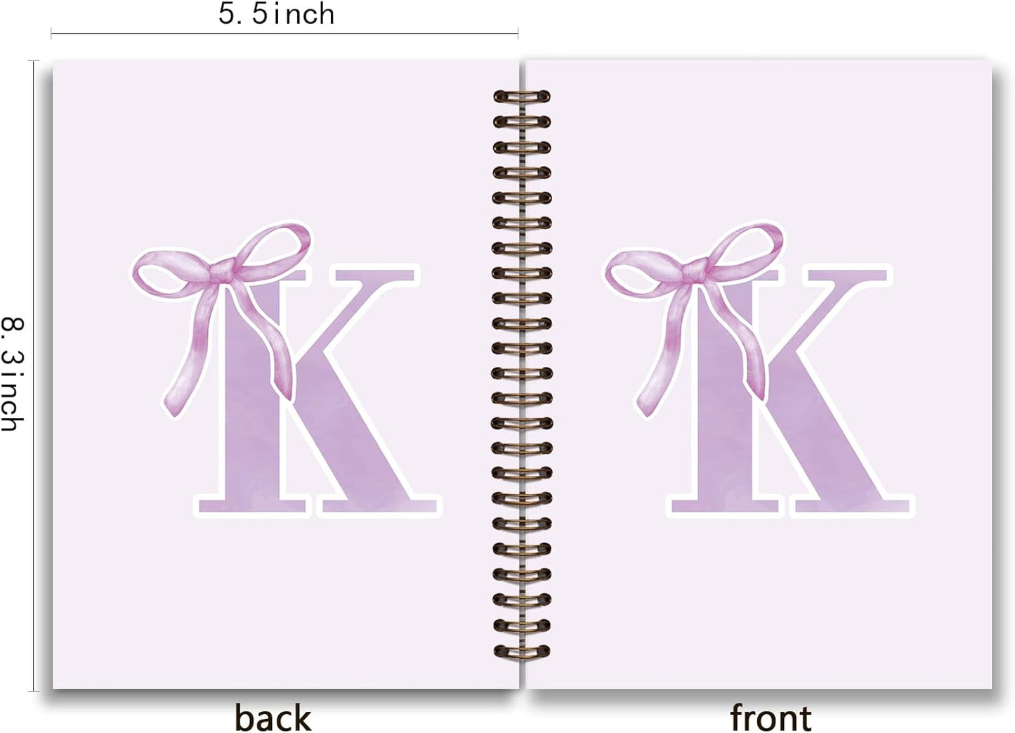 Blue Bow Journal Notebook for Girls,Initial H Journals Personalized Diary Gifts for Teen Girl Kids,Monogrammed Gifts for Women,Trendy Coquette Cute Hardcover Spiral Notebook 5.5 x 8.3 - Colors A