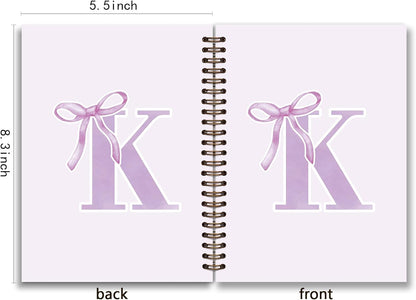 Blue Bow Journal Notebook for Girls,Initial H Journals Personalized Diary Gifts for Teen Girl Kids,Monogrammed Gifts for Women,Trendy Coquette Cute Hardcover Spiral Notebook 5.5 x 8.3 - Colors A