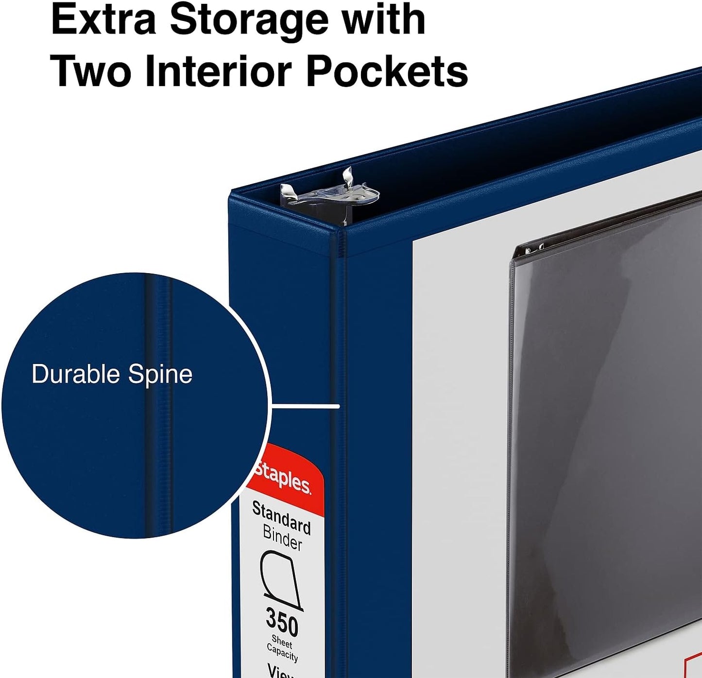 Staples Standard 2-Inch 3-Ring View Binder, Holds Up to 450 Sheets, Orange, Durable Binder for Office & School