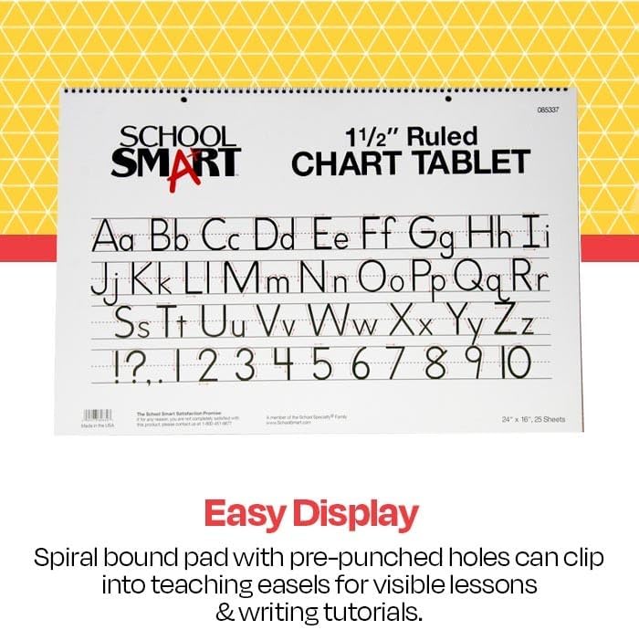 School Smart Chart Tablet, 24 x 16 Inches, 1 Inch Rule, 25 Sheets