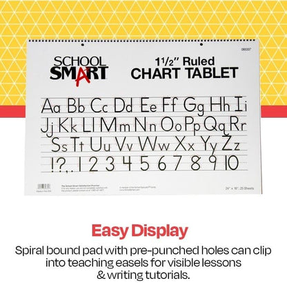 School Smart Chart Tablet, 24 x 16 Inches, 1 Inch Rule, 25 Sheets
