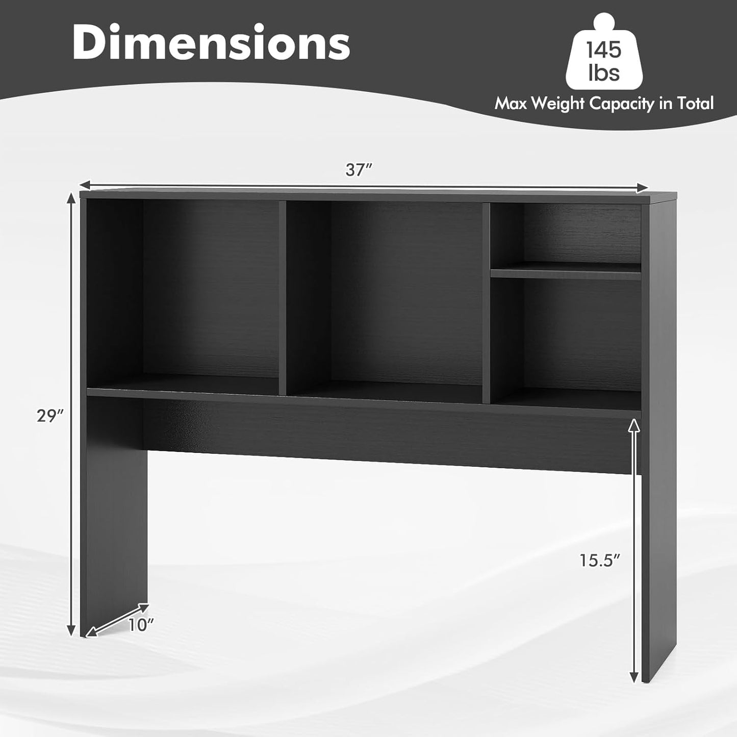 Tangkula Desktop Bookshelf, Countertop Storage Hutch with 5 Shelves for Computer Desk, Desk 3-Tier Display Rack, Multipurpose Wood Desktop Hutch Storage Organizer for Dorm Office Home