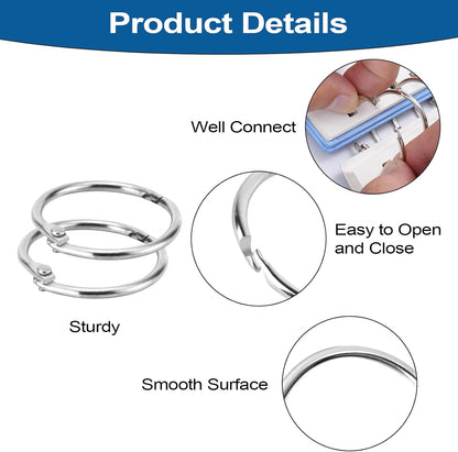 Decymis 50 Pack Binder Rings 1 Inch, Loose Leaf Binder Rings for Index Cards, Metal Steel Paper Rings, Small Binder Rings, Office Metal Book Rings, Sturdy Binder Rings, Keychain Key Rings Metal