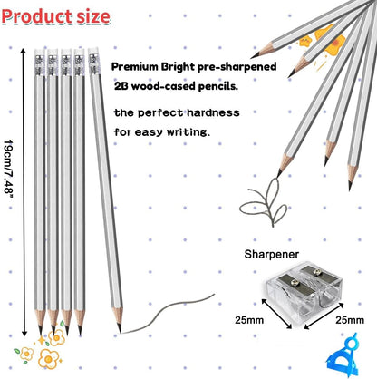 Adhere 25pcs Woodcase Pencils with Eraser Premium Pre-Sharpened Hexagon Graphite 2B pencils ideal for home, office writing including a Free Sharpener(Pink・25pcs)