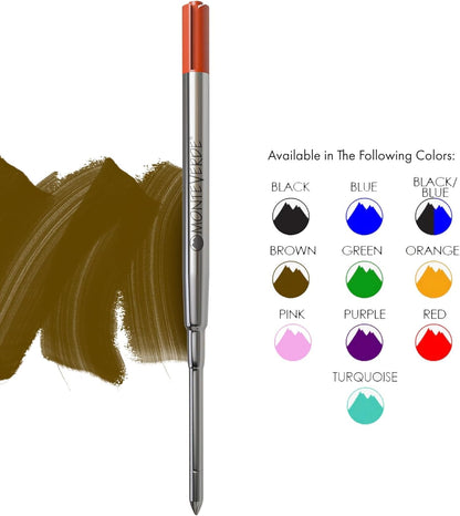 Monteverde Soft Roll Ballpoint Pen Refills to Fit Parker-Style Pens, Medium Point, Brown, 2-Pack, Smooth Writing Technology for Parker, Conklin, Schmidt, and More