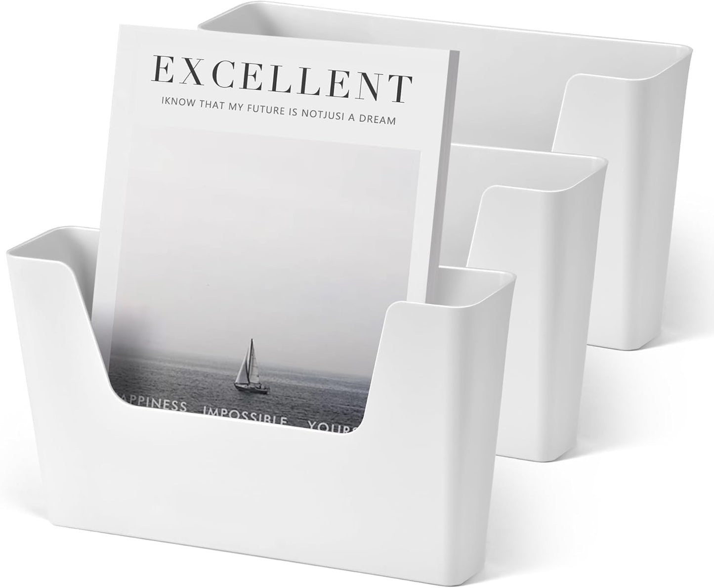 YOHOM No Drilling File Holder Wall Mails Magazines Organizer Adhesive Door Mount, Single Pocket(WHITE, 1 PCS)